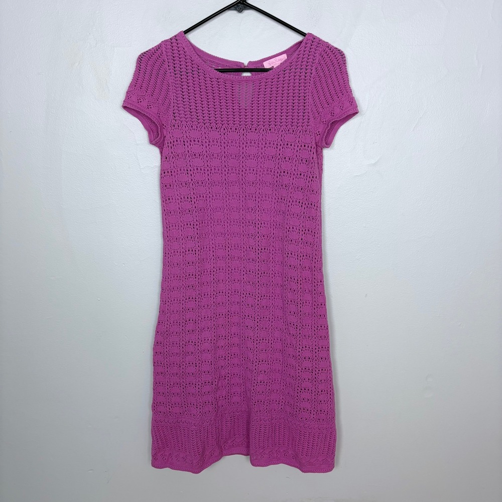 Lilly Pulitzer Paula Dress Crochet Lace Overlay Keyhole Back Feminine Size Small